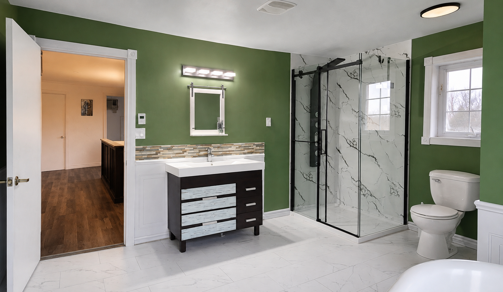 rénovation résidentielle Gagnon 6 - Salle de bain spacieuse et colorée à Marieville